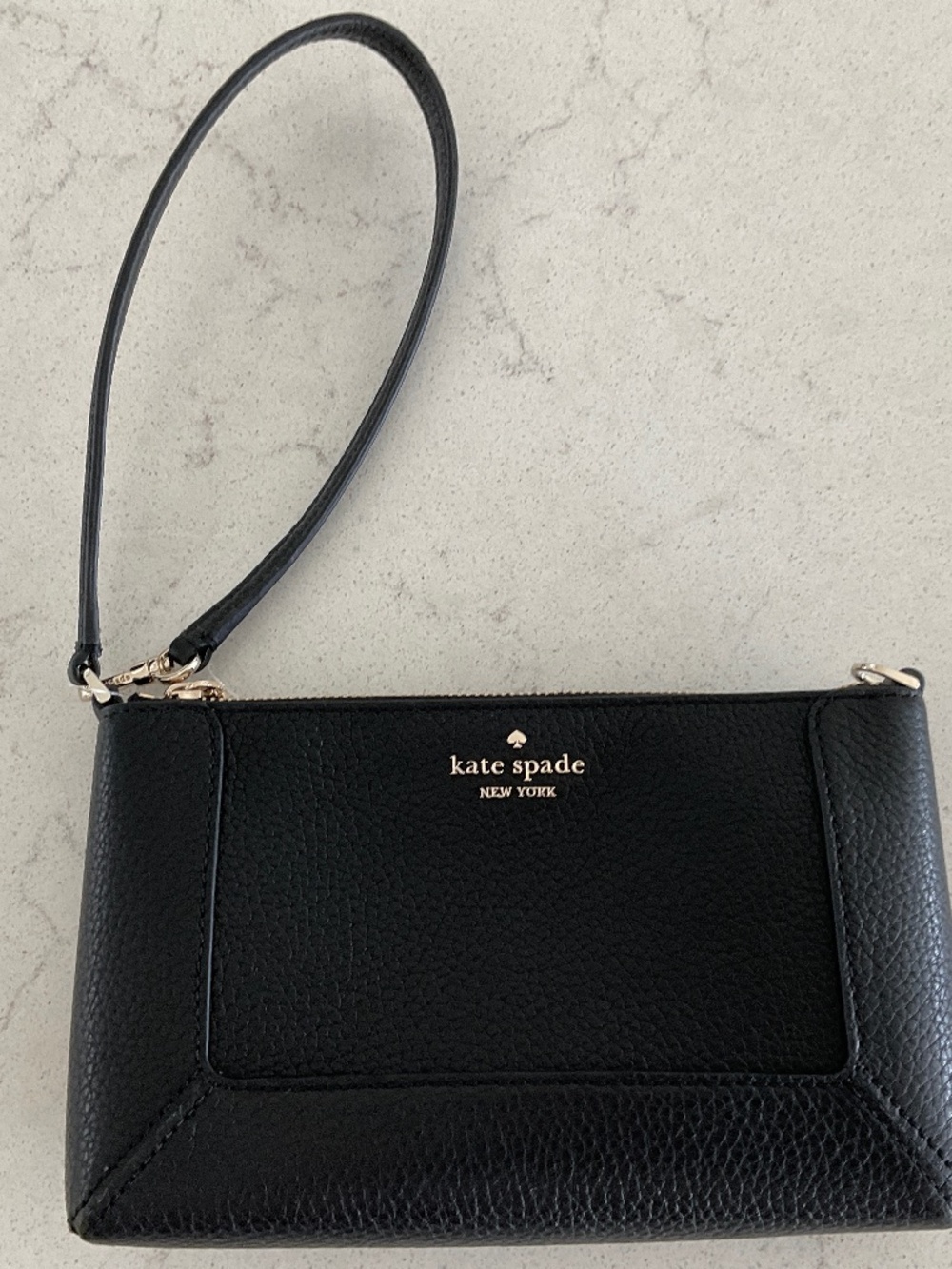 Kate Spade Black Pebbled Leather Convertible Wristlet!